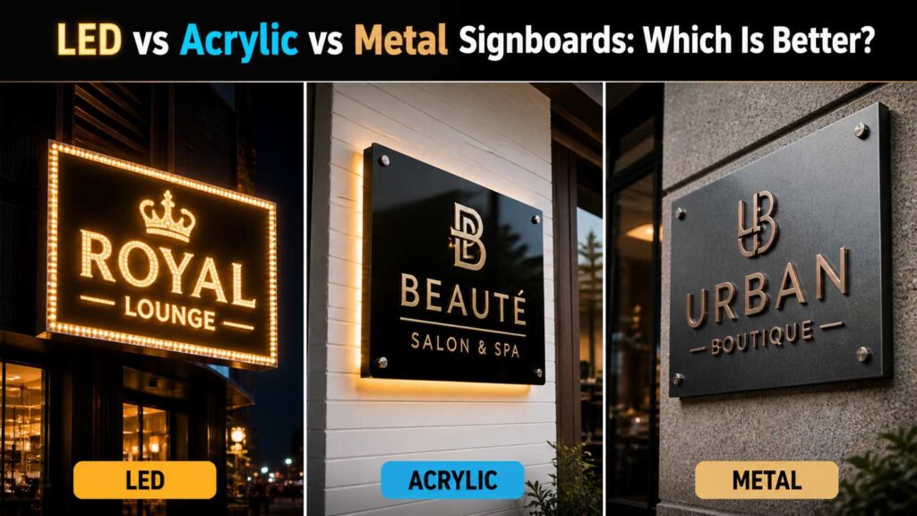LED vs Acrylic vs Metal Signboards: Which Is Better?